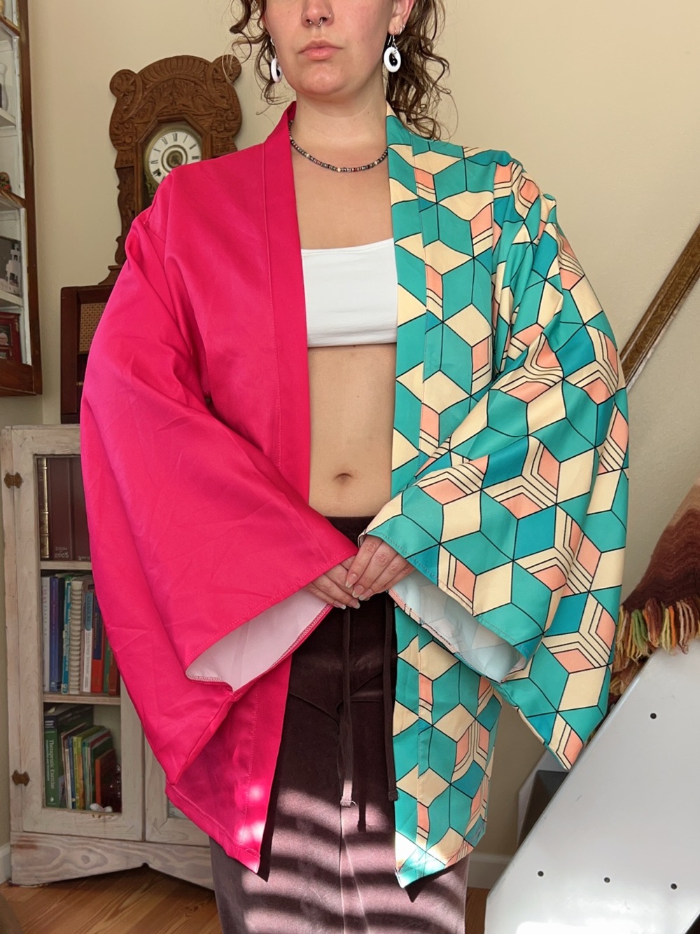 Giyu Tomioka Kimono Demon Slayer Cosplay Robe Coat Halloween Costume Size Medium